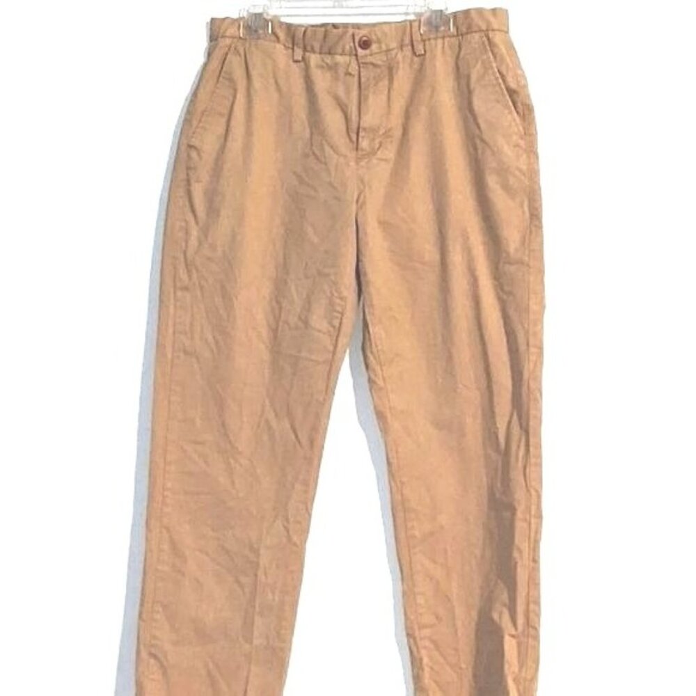 Kirkland Signature Khaki Pants Sz 36 x 32 Men's Flat Front High Waisted Straight